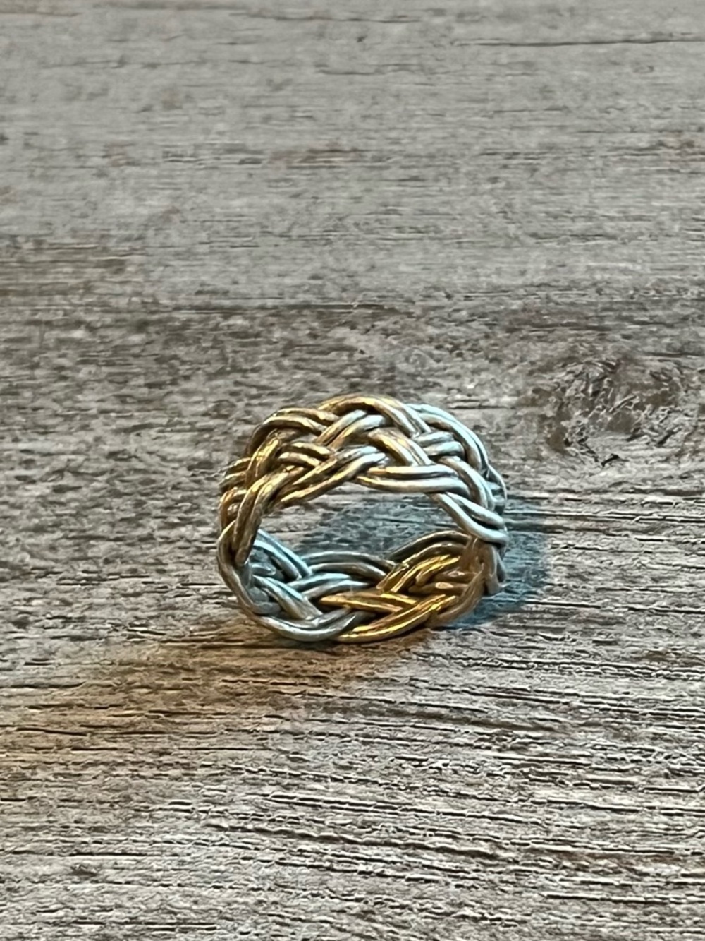 Vintage Braided Sterling Silver Band Unisex